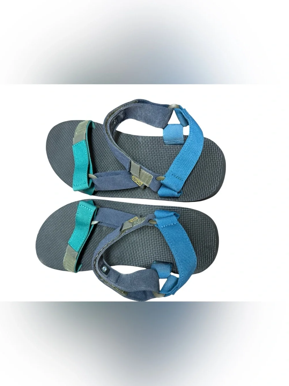 Teva S/N 1004006 Men’s Black Sandals with Teal & Navy Straps Size 11
